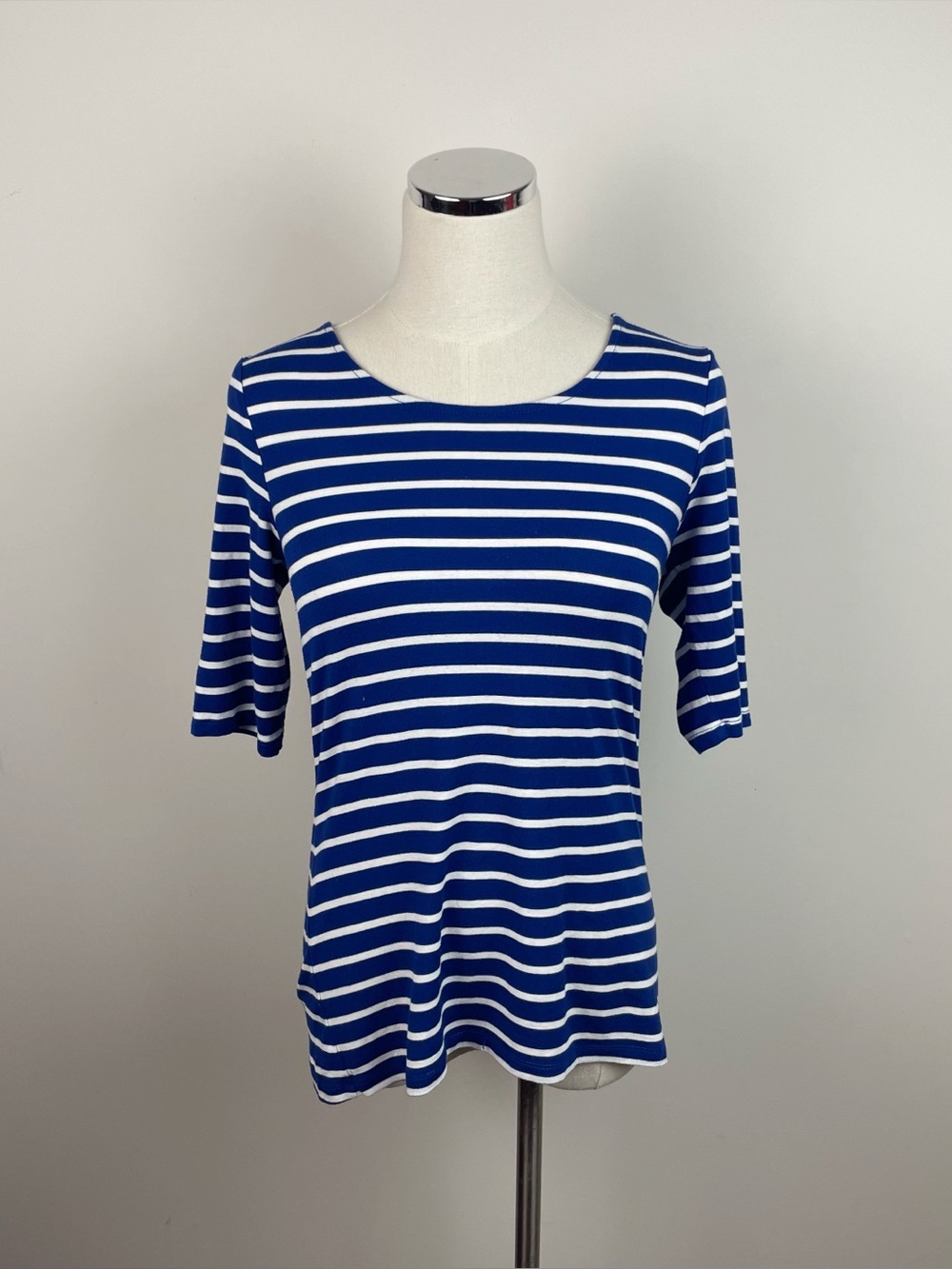 Cable & Gauge Blue White Stripe Top Women Medium